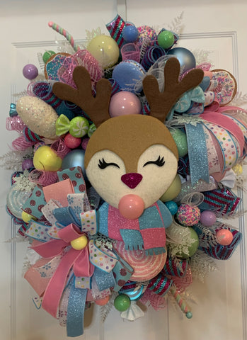 Pastel Reindeer Wreath