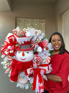 Snowman, Peppermint snowman wreath