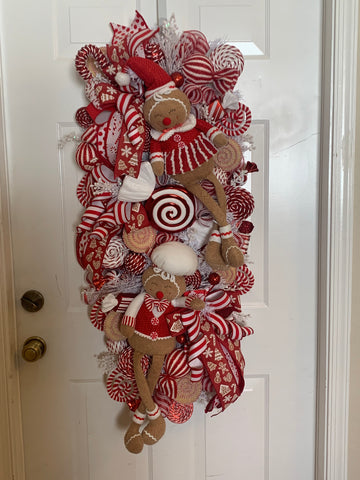 XL GIngerbread Swag, gingerbread decor, Christmas door decor, Peppermint swag