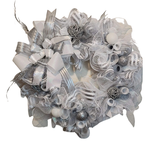 Wreath- Silver and White Elegance